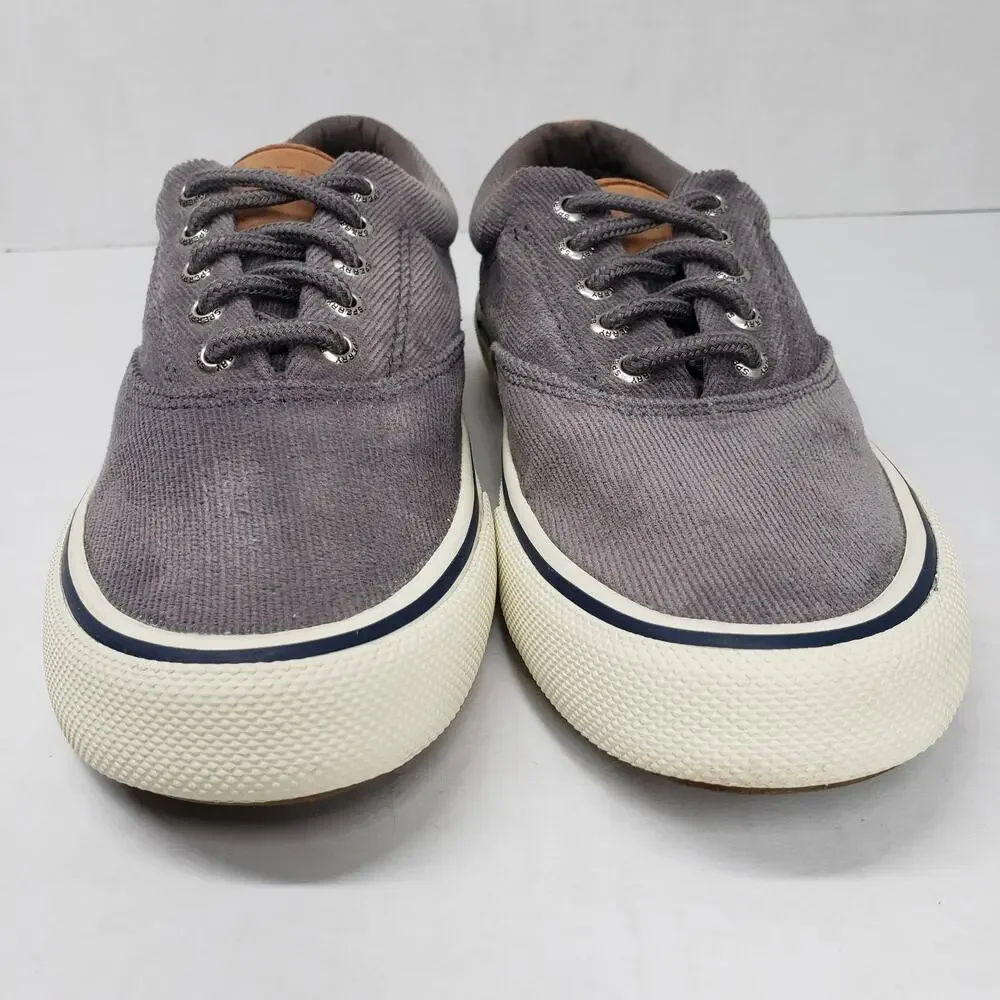 Sperry Top Sider Striper II CVO Sneaker Mens 7 Gray Corduroy Preppy Nautical